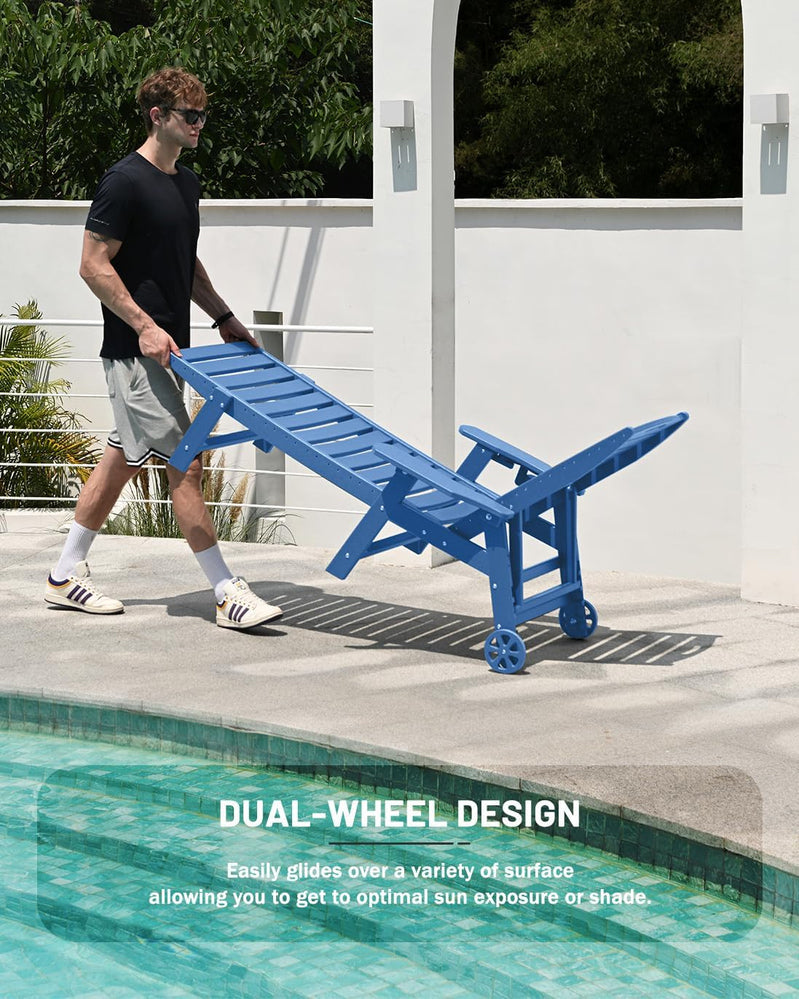 Lounge Chair Outdoor, Chaise Lounge, HDPE 6-Position Outdoor Chaise Lounge