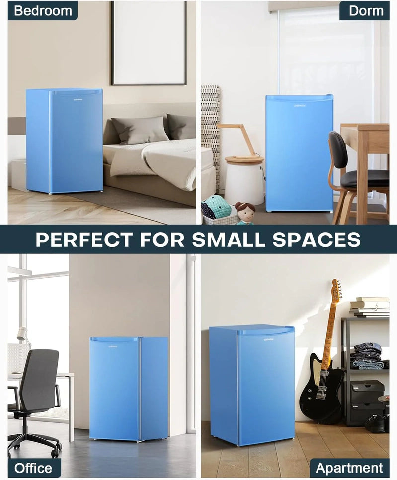 Upstreman 3.2 Cu. Ft. Mini Fridge With Freezer, Single Door Mini Fridge, Dorm Fridge, Adjustable Thermostat, Black-BR321