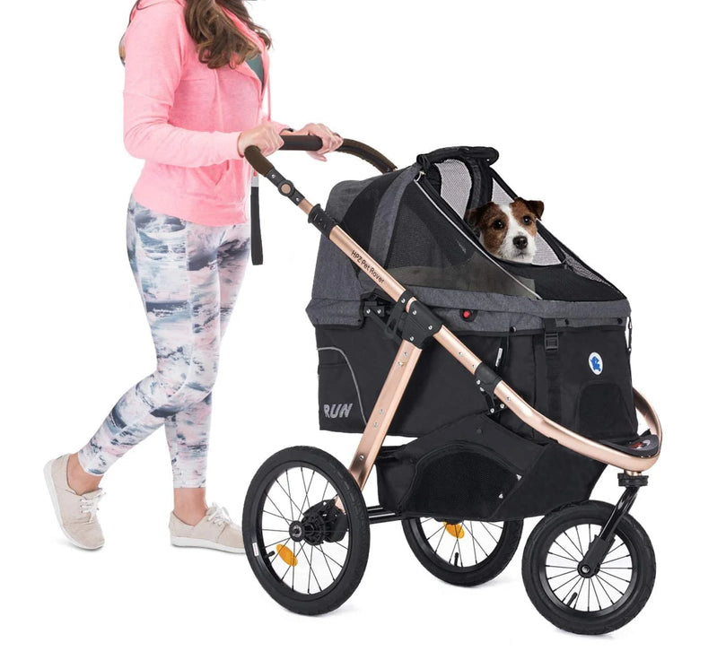 Jogging Sports Stroller With Comfort Rubber Wheels/Zipper-Less Entry/1-Hand Quick Fold/Aluminum Frame For Small/Medium Dogs, Cats And Pets, Green Camo