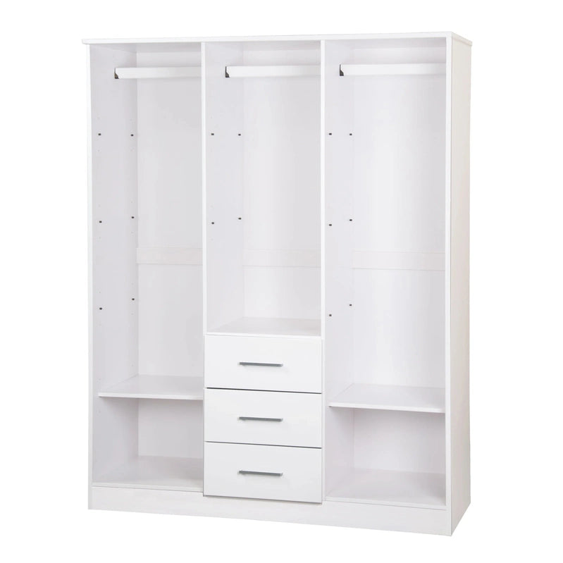 Palace Imports 100% Solid Wood Cosmo 3-Door Wardrobe Armoire With Solid Wood Or Mirrored Doors