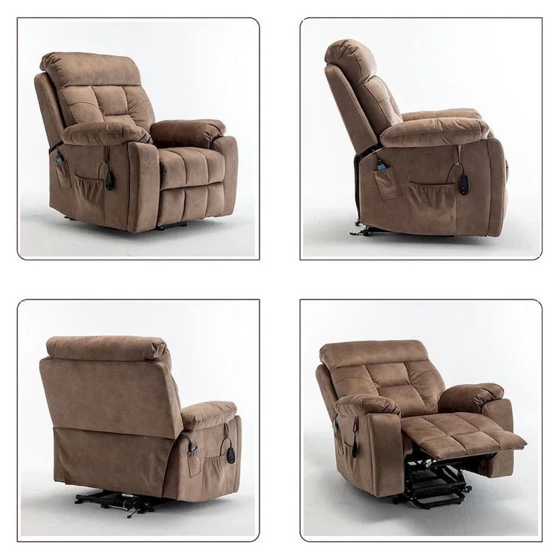Large Electric Massage Lift Recliner With Heat, Hidden Cup Holder