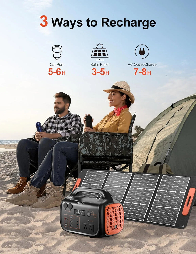 GreenOE Portable Power Station 1000W 1024Wh Solar Powered Generator With 100W Solar Panel