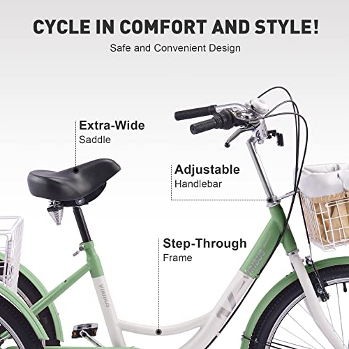 Viribus Adult Tricycle, 7 Speed Tricycle For Adults, 24 In. 3 Wheel Bikes For Adults With Baskets