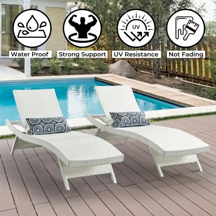 All Weather Wicker Chaise Lounge, Set Of 2