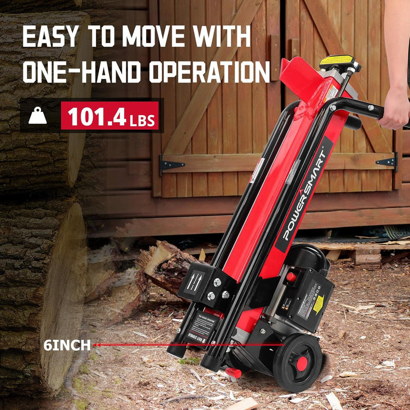 PowerSmart Electric Log Splitter 7-Ton, Efficient Wood Splitter With 3500 Motor Speed, 15 Amp