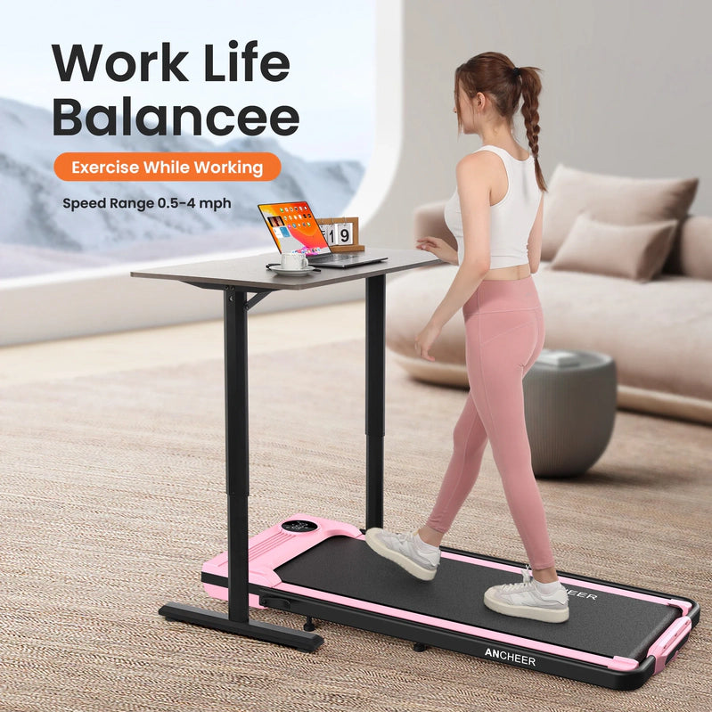Ancheer Portable Folding Walking Pad 300lb, 7.5 MPH Under Desk Treadmill With Remote Control And LED Display