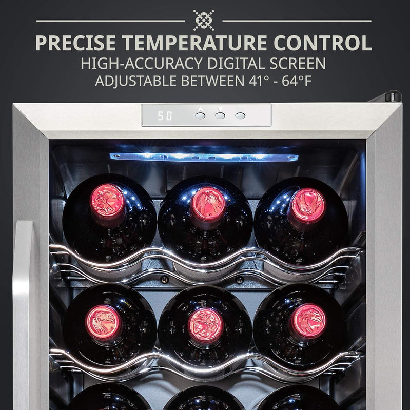 18 Bottle Compressor Wine Cooler Refrigerator w/Lock, Large Freestanding Wine Cellar For Red, White, Champagne Or Sparkling Wine