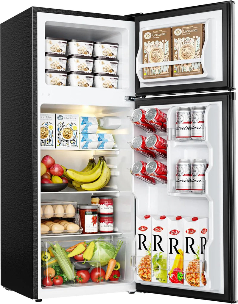 Euhomy 3.2 Cu. Ft. Mini Fridge With Freezer 2-Door Compact Refrigerator For Bedroom, Dorm, Office Or Apartment, Silver