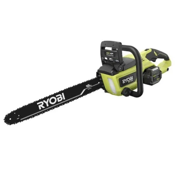 Ryobi 18 In. 40V Cordless Chainsaw Kit With Battery And Charger, Green