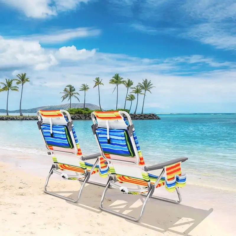 Costway 4-Pack Folding Backpack Beach Chair 5-Position Outdoor, See Details