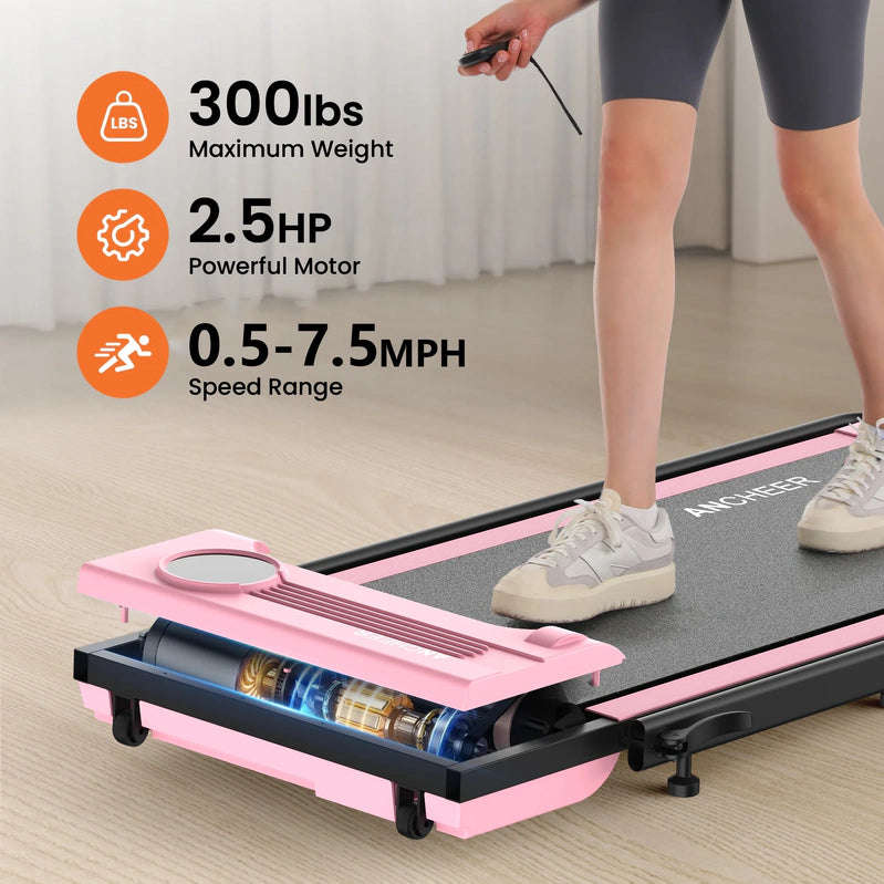 Ancheer Portable Folding Walking Pad 300lb, 7.5 MPH Under Desk Treadmill With Remote Control And LED Display
