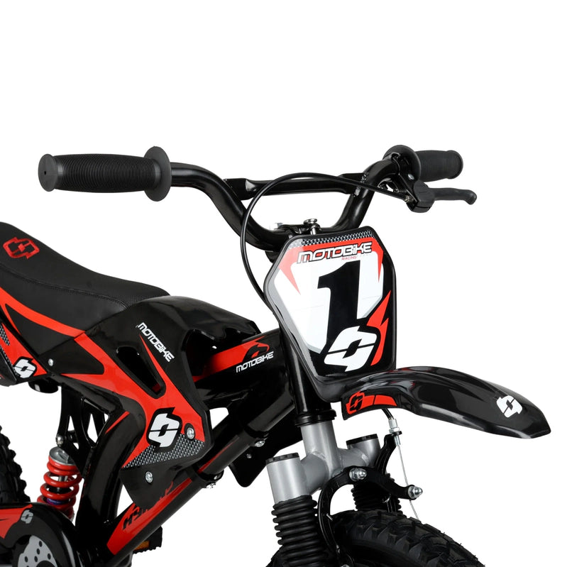 Hyper Bicycles 16 In. Kids Motobike With Mag Wheels, Including Training Wheels, Black/Red