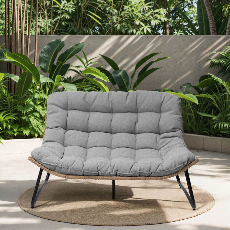 Crestlive Products Patio Loveseat, All-Weather Rattan Large Furniture With Soft Cushions, Outdoor Loveseat For Balcony, Poolside, Backyard, Beige