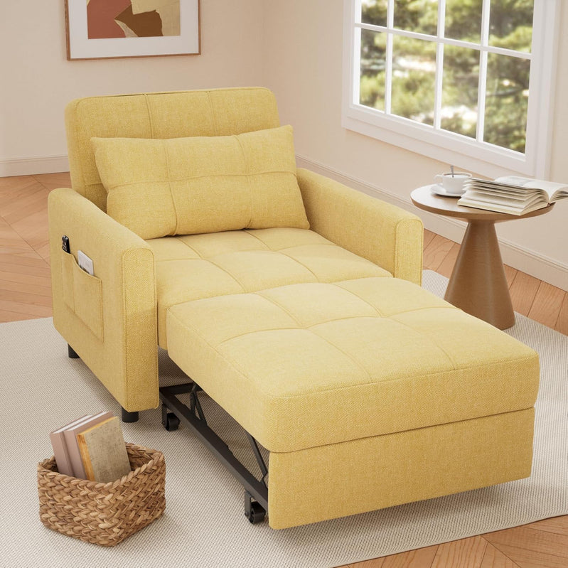 Sofa Bed Chair 3-in-1 Convertible Pullout Single Sleeper Chair Bed Spacious Multifunctional Sofa