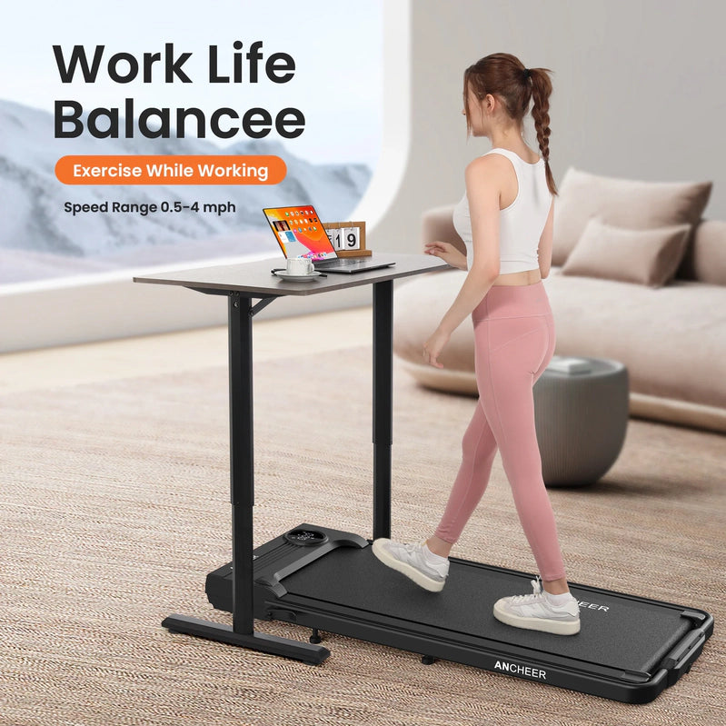 Ancheer Portable Folding Walking Pad 300lb, 7.5 MPH Under Desk Treadmill With Remote Control And LED Display