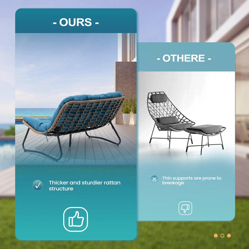 Crestlive Products Patio Loveseat, All-Weather Rattan Large Furniture With Soft Cushions, Outdoor Loveseat For Balcony, Poolside, Backyard, Beige