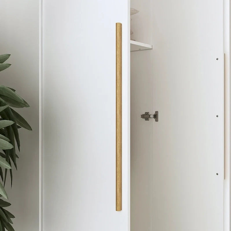 Modern Freestanding Solid Wood Wardrobe Closet With Storage Shelves