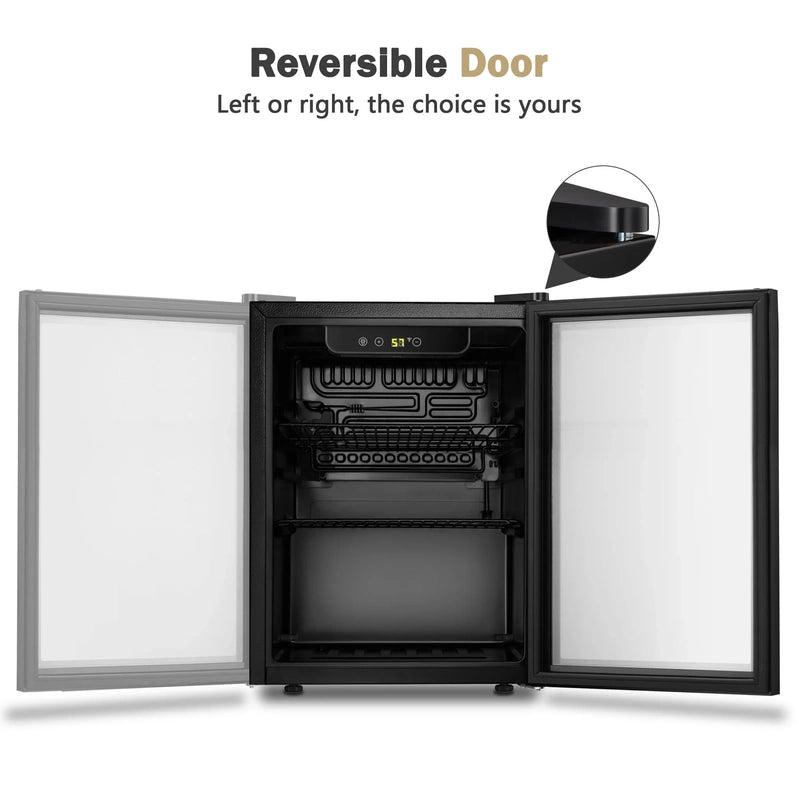 Auseo 126 Can Beverage Refrigerator And Cooler With Glass Door For Home/Office/Bar-Black