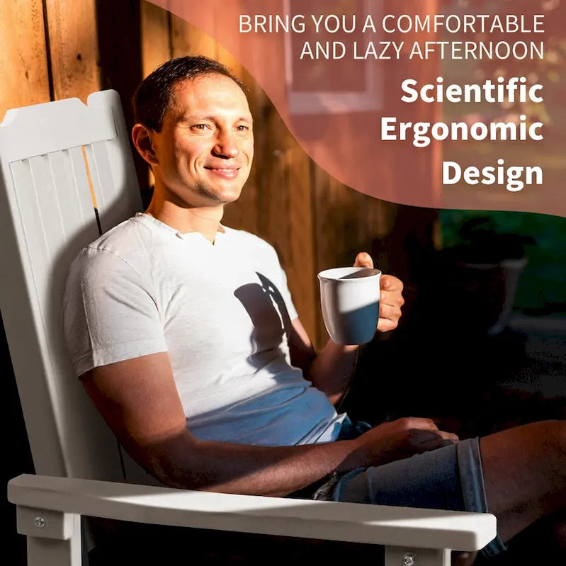 Vrakae 2 Pcs Patio All Weather Resistant High Back Rocking Chair