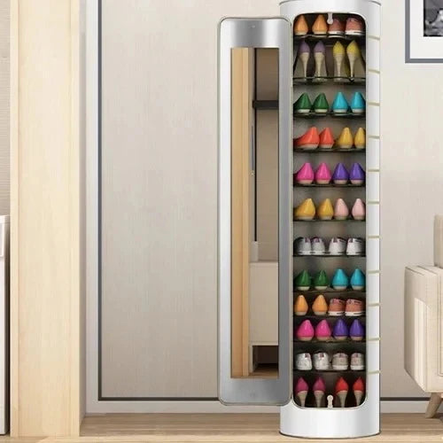 Large-Capacity Multi-Layer Rotating Disinfection Shoe Cabinet With Mirror Plus Deodorizer