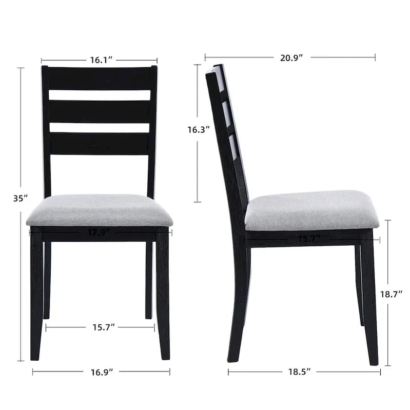 5-Piece Solid Wood 47L Dining Table Sets, 1 Table Plus 4 Slat Back Chairs
