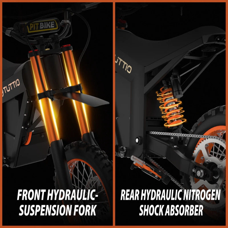 Tuttio Soleil01 2000W Electric Dirt Bike Adult, 48V 21Ah 37MPH, Electric Motorcycle 14 In. And 12 In.Tire Off-Road Dirt EBikes Full Suspension