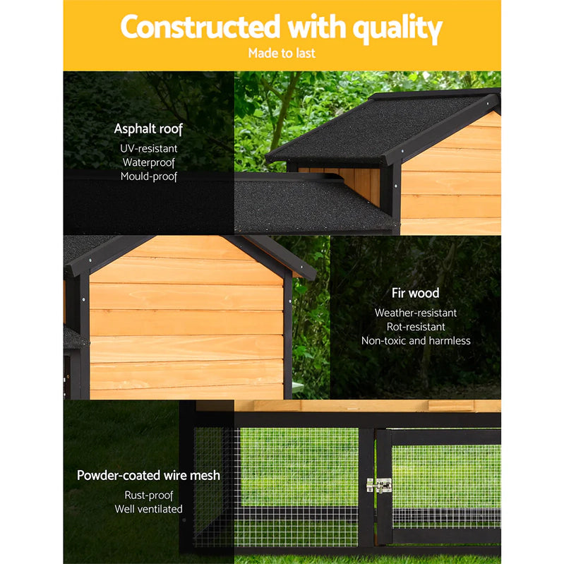 Extra Large Wooden Outdoor Chicken Coop Rabbit Hutch With Run- i.Pet