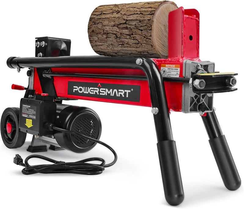 PowerSmart Electric Log Splitter 7-Ton, Efficient Wood Splitter With 3500 Motor Speed, 15 Amp