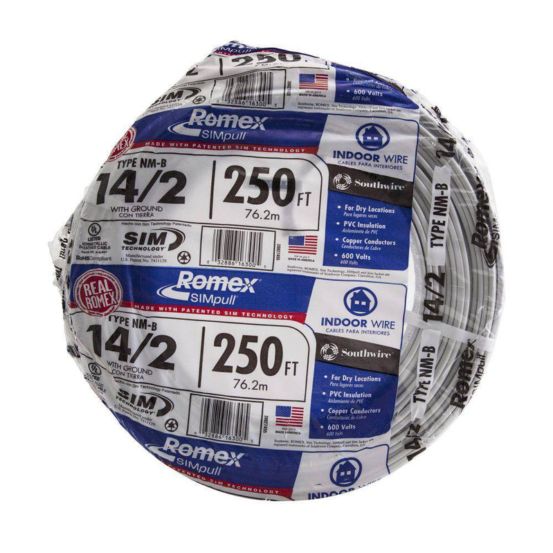 Southwire 250 Ft. 142 Solid Romex SIMpull Cu Nm-B Wg Wire 28827455