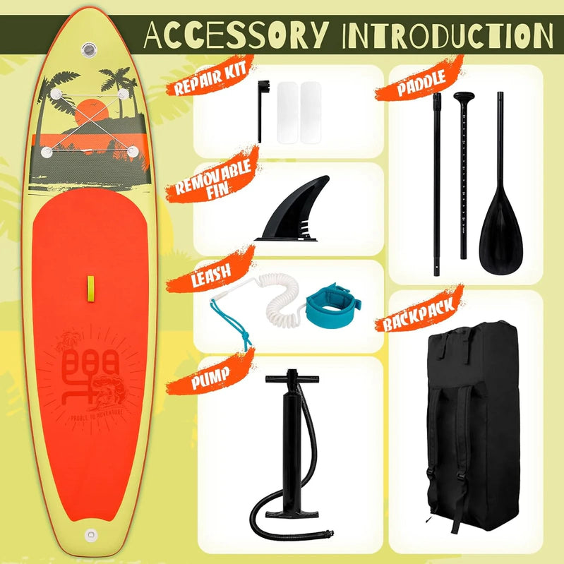 FunWater Inflatable Stand Up Paddle Board With Premium Sup Paddle Accessories, Non-Slip EVA Deck, 11'/10'6' Paddle