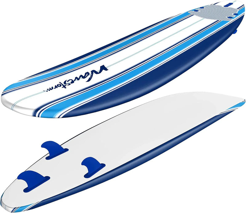 Wavestorm 8 Ft. Classic Surfboard//Foam Wax Free Soft Top Longboard For Adults And Kids Of All Levels Of Surfing