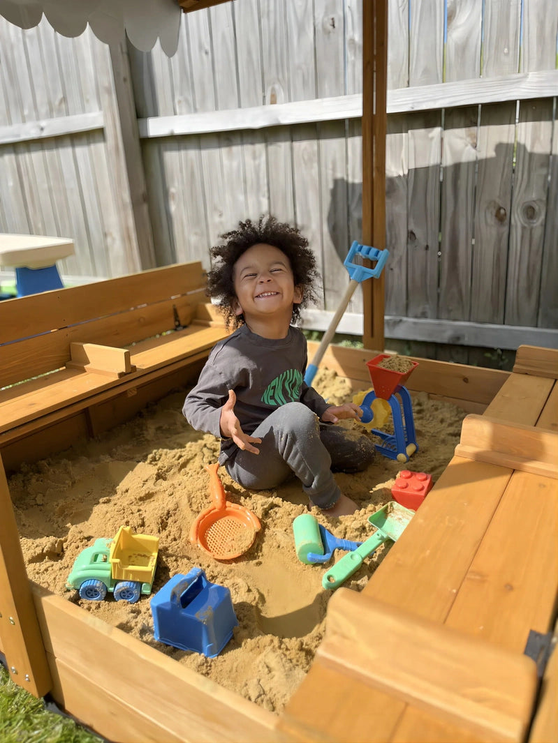Morgete 47 In. Outdoor Sandbox For Kids With Lid And Bench, Wooden Sand Play Toys Center