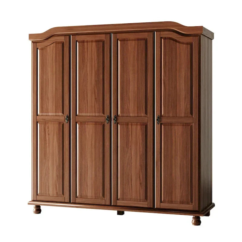 Palace Imports 100% Solid Wood Kyle 4-Door Wardrobe Armoire With Solid Wood Or Mirrored Doors