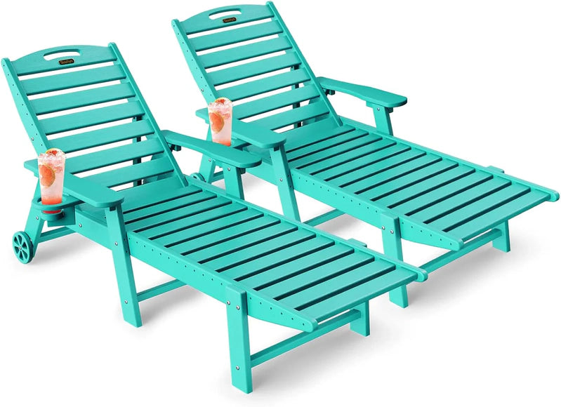 Lounge Chair Outdoor, Chaise Lounge, HDPE 6-Position Outdoor Chaise Lounge