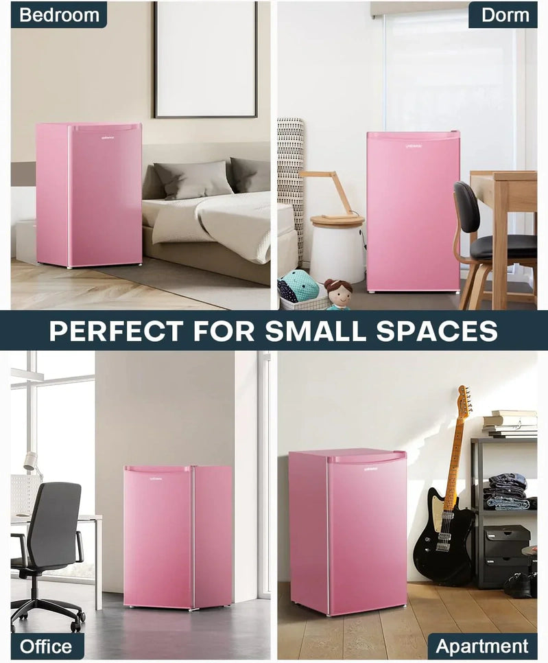 Upstreman 3.2 Cu. Ft. Mini Fridge Freezer Single Door Fridge Dorm Fridge Adjustable Thermostat
