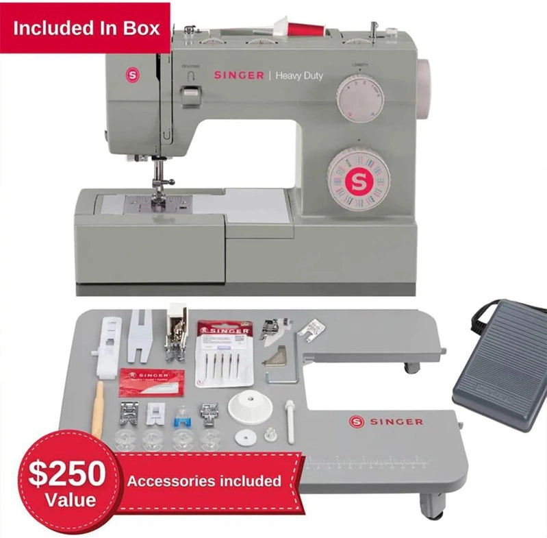 Singer Heavy Duty 4452 High Speed Sewing Machine With Accessory Kit, Strong Motor With Enhanced Piercing Power, 110 Stitch Applications
