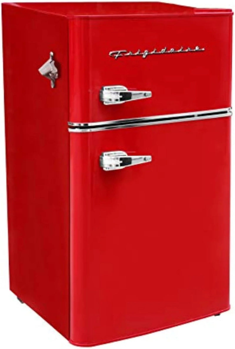 Frigidaire Retro Mini Fridge With Freezer Side Bottle Opener-Small 2 Door Refrigerator Office Bar