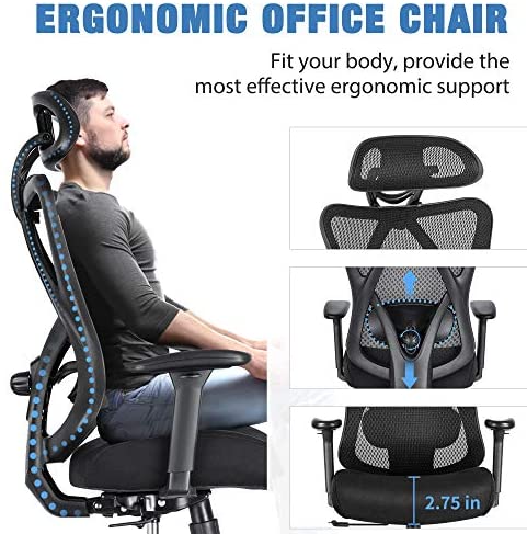 Sunnow Ergonomic Office Chair, Mesh Computer Desk Chair, High Back Executive Task Chair