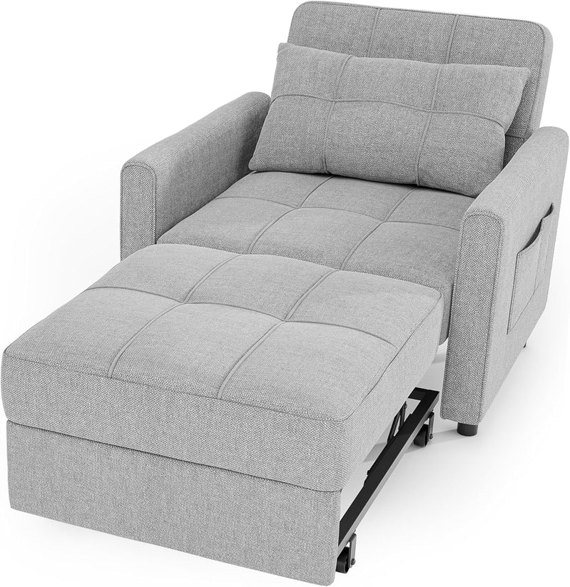 Sofa Bed Chair 3-in-1 Convertible Pullout Single Sleeper Chair Bed Spacious Multifunctional Sofa