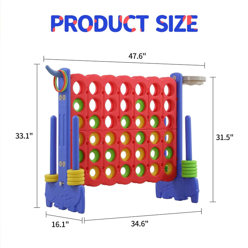 Unicoo 3-in-1 Giant 4 In. A Row Game, Featuring Basketball Hoop, Ring Toss Game And 4-to-Score Game. For Kids And Adults