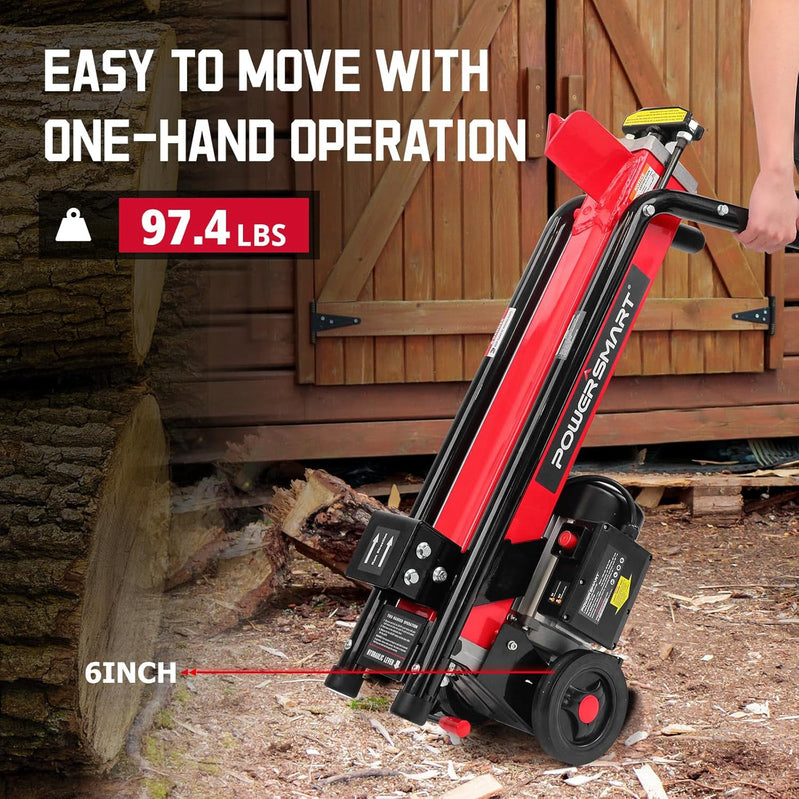PowerSmart Electric Log Splitter 7-Ton, Efficient Wood Splitter With 3500 Motor Speed, 15 Amp