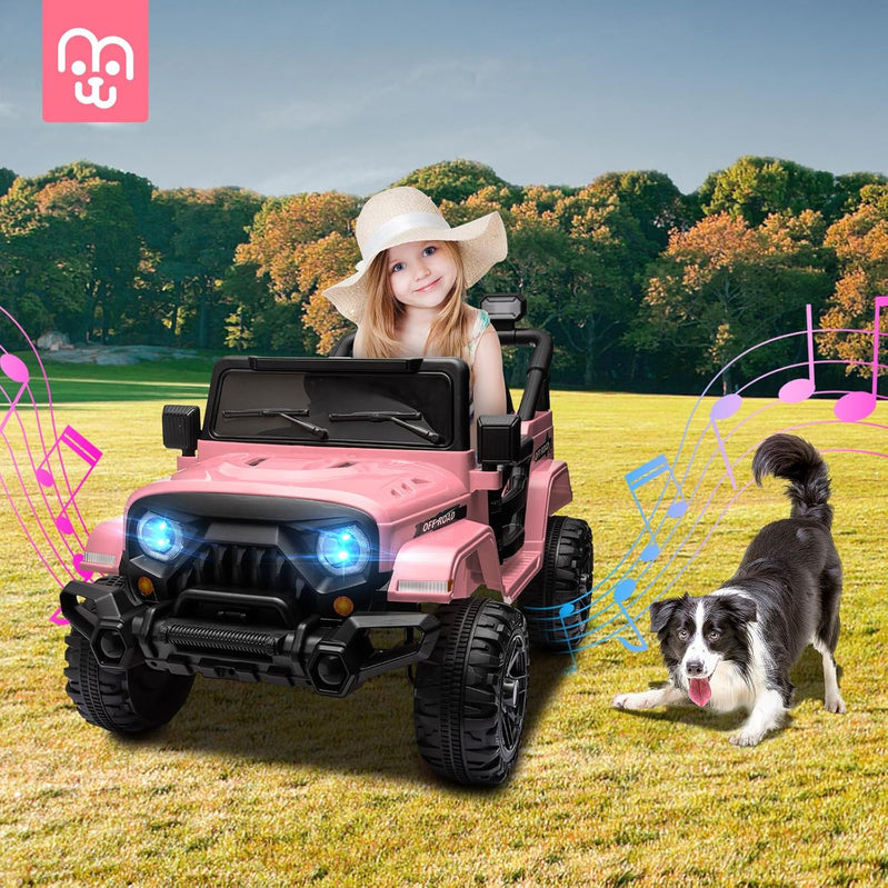 12V Kids Electric Ride On Truck Car Remote Control, Twin 35W Motors 3.5MPH Max Speed, Bluetooth USB Music Player