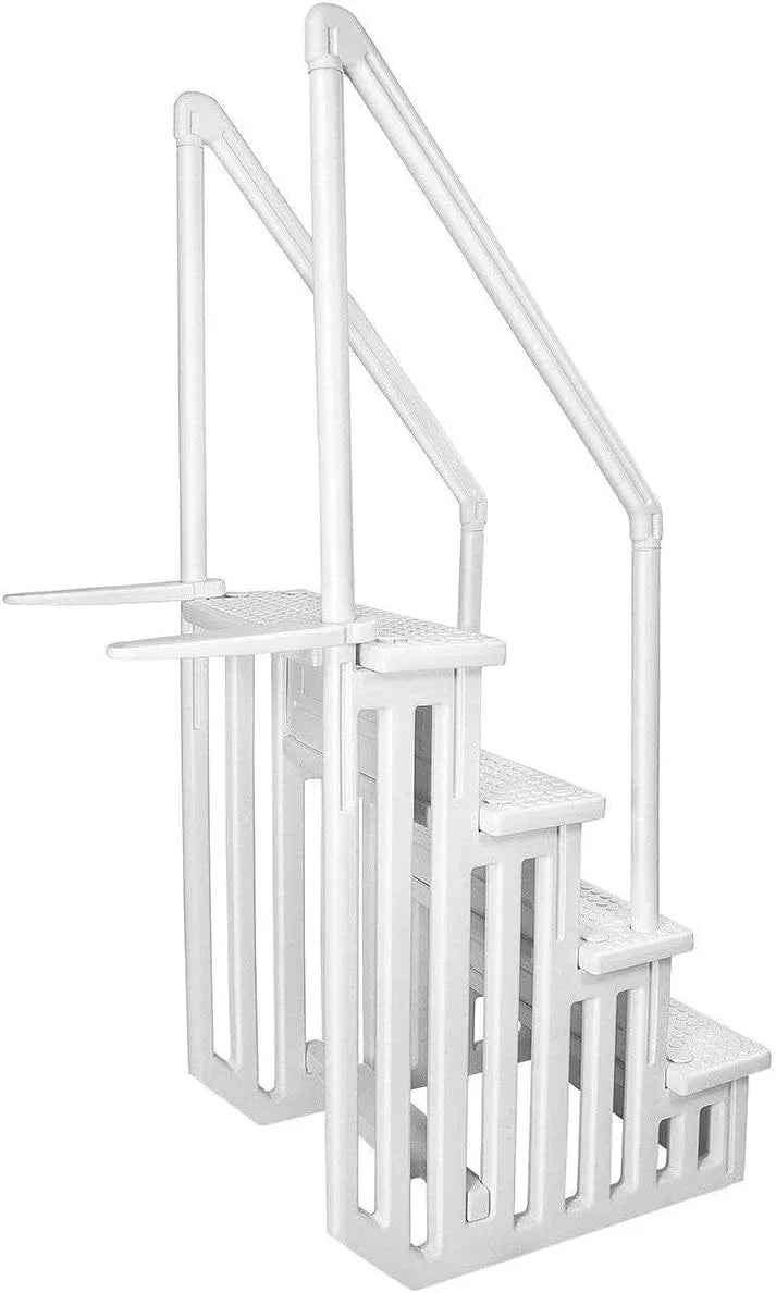 Non-Slip Entry Steps For Pools, Grey, For Above-Ground Pools, Can Be Installed On Terraces With A Height Of 122 To 137 Cm, Load Capacity Up To 136 Kg