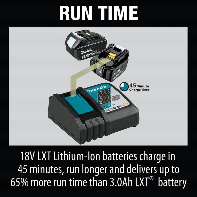 18-Volt Lxt Battery And Rapid Optimum Charger Starter Pack, 5.0Ah With Bonus 18V Lxt Brushless Cut-Off/Angle Grinder BL1850BDC2XAG04