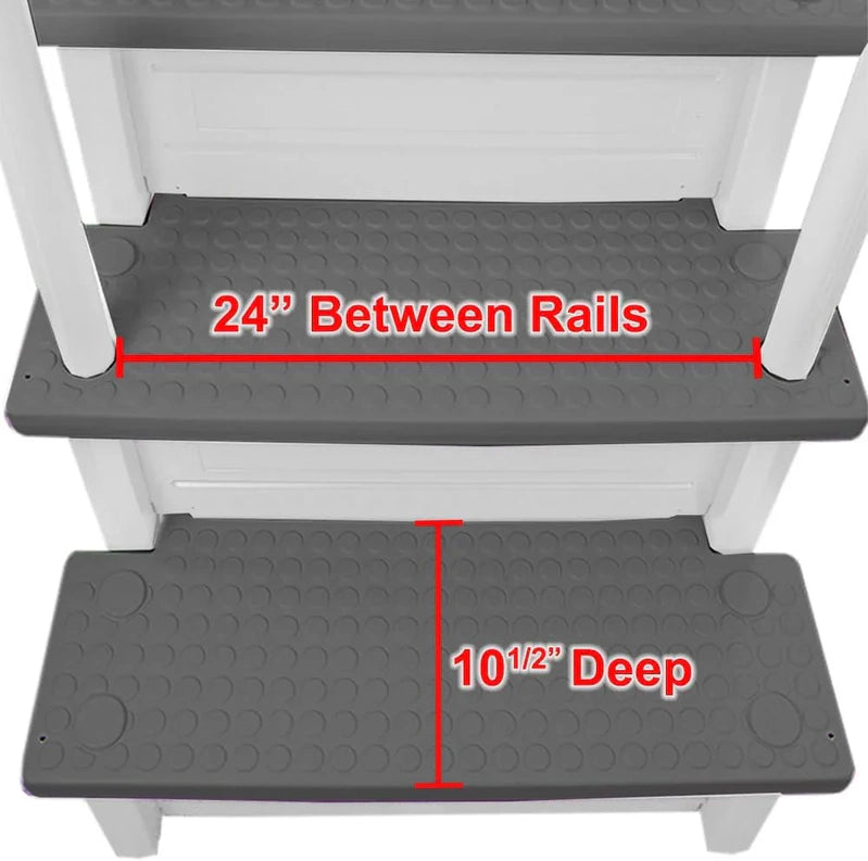 Non-Slip Entry Steps For Pools, Grey, For Above-Ground Pools, Can Be Installed On Terraces With A Height Of 122 To 137 Cm, Load Capacity Up To 136 Kg