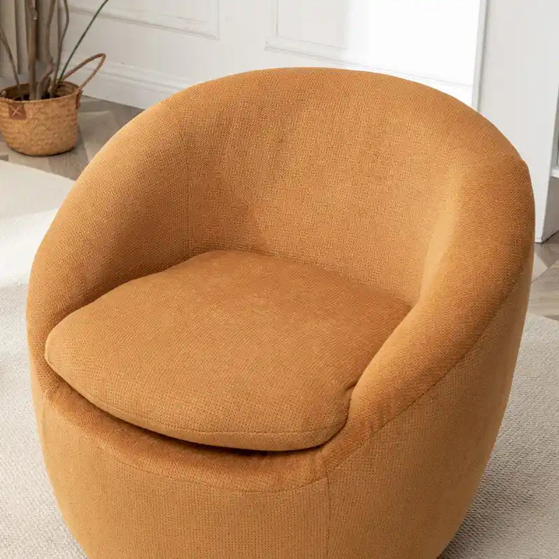 Swivel Barrel Chair, 360 Degree Rotation, Boucle Fabric