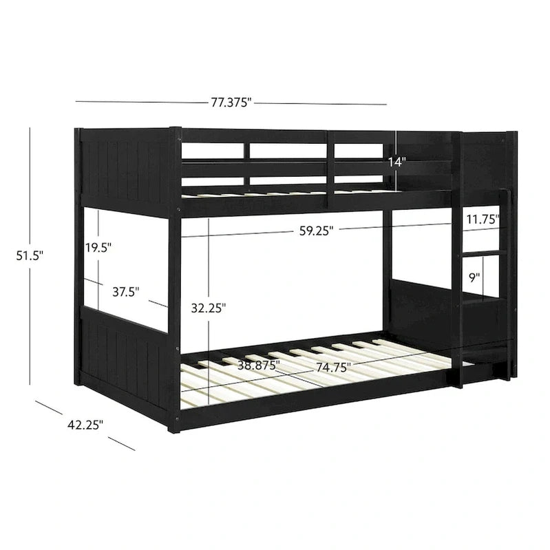 Delphia Low Profile Twin Over Twin Bunk Bed