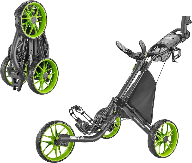 3Wheel Golf Push Cart, Golf Trolley Foldable Collapsible Lightweight Pushcart With Foot Brake, Easy To Open And Close