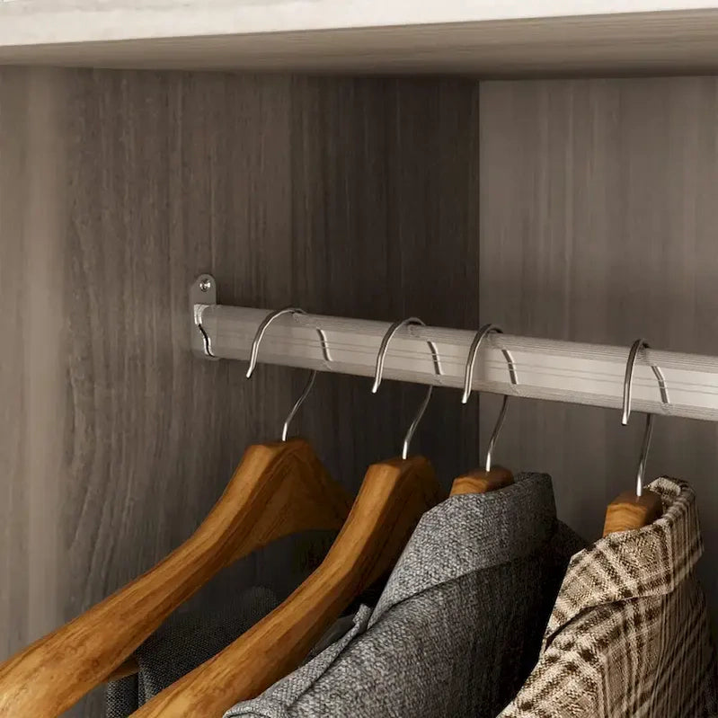 Modern Freestanding Solid Wood Wardrobe Closet With Storage Shelves