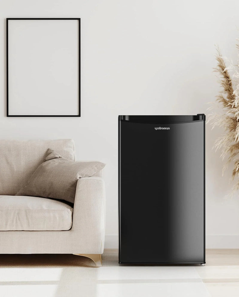 Upstreman 3.2 Cu. Ft. Mini Fridge With Freezer, Single Door Mini Fridge, Dorm Fridge, Adjustable Thermostat, Black-BR321